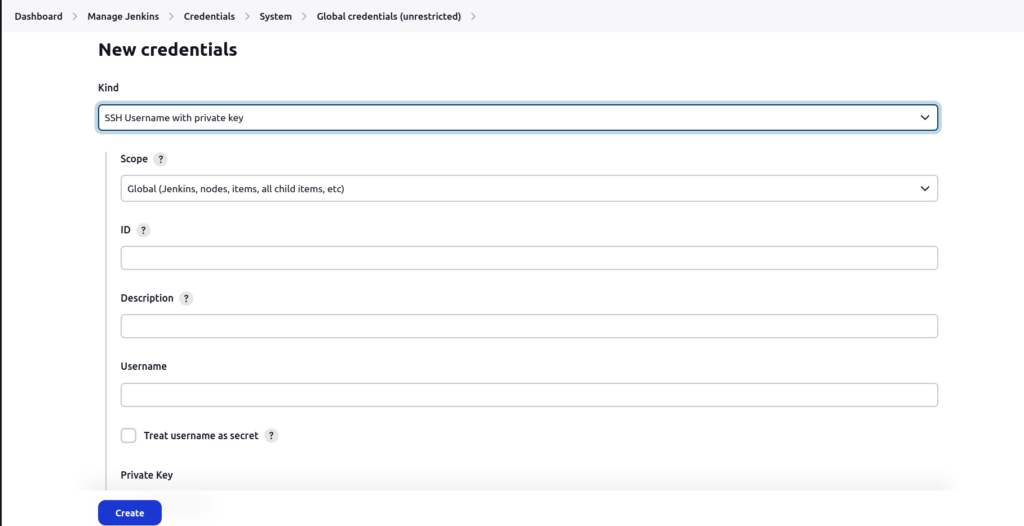 Adding Credentials in Jenkins for
