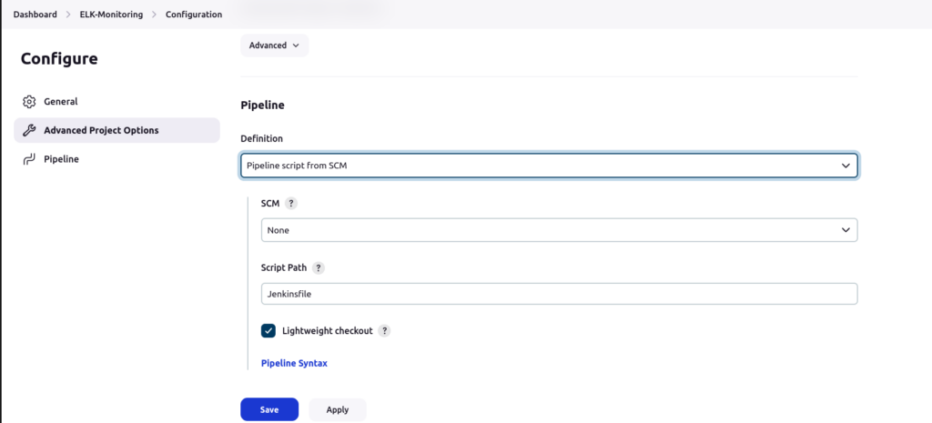Cinfigurig Jenkins Pipeline with Pipeline script from SCM