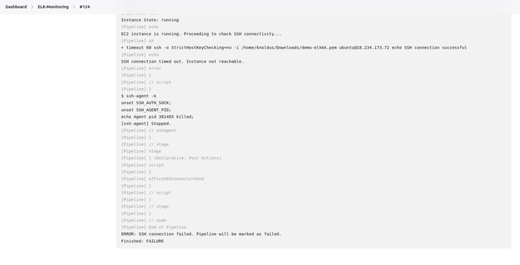 Output : EC2 Instance is Unresponsive for ELK Stack monitoring