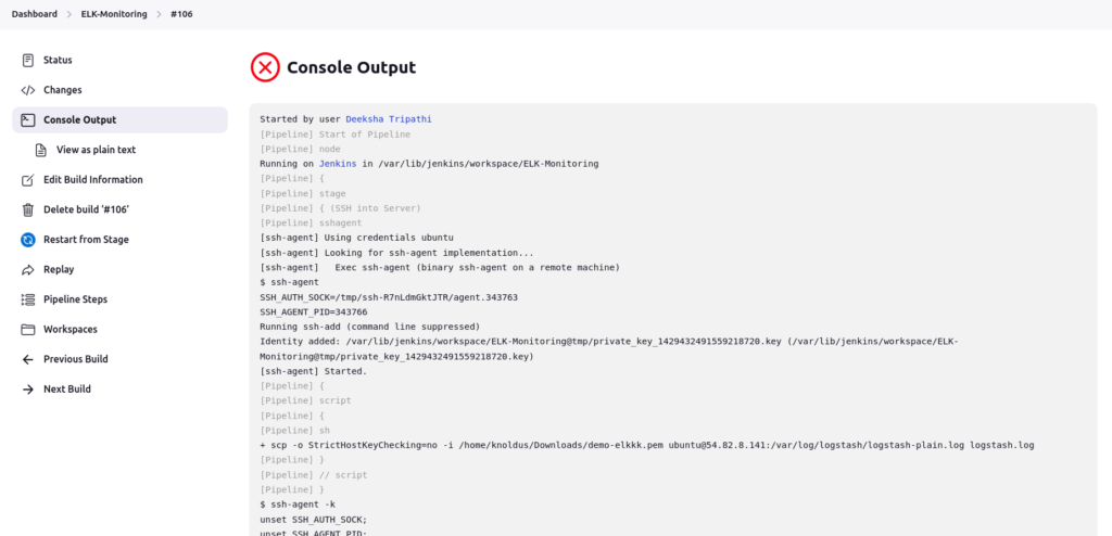 Output : logstash service is not running for ELK Stack monitoring