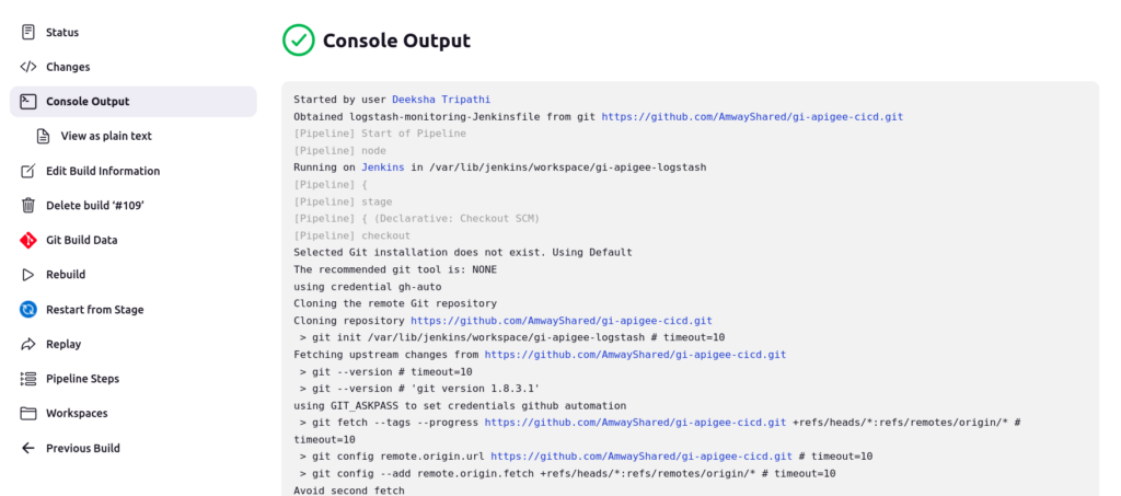 Output : Pipeline success as everything is OK for ELK Stack monitoring