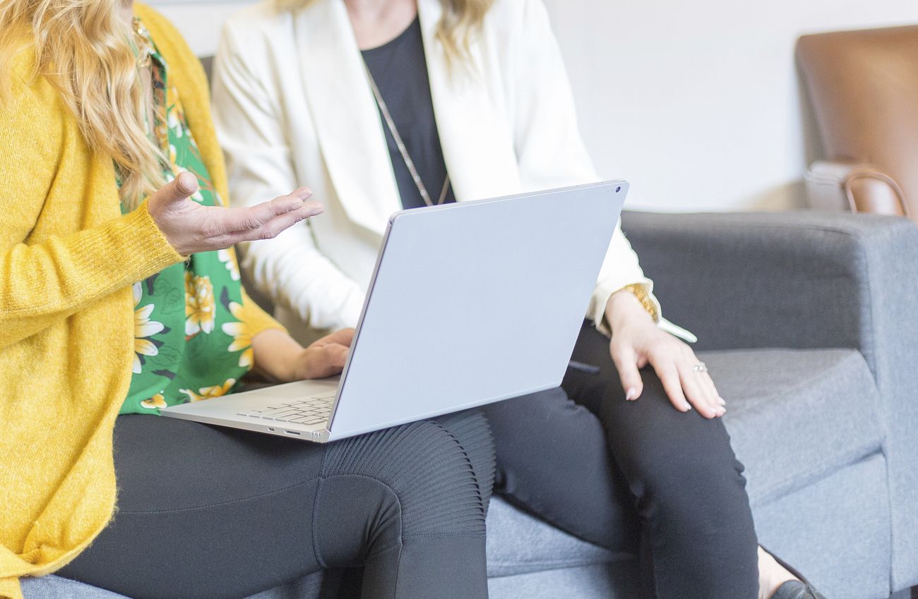 Free women working with laptop
