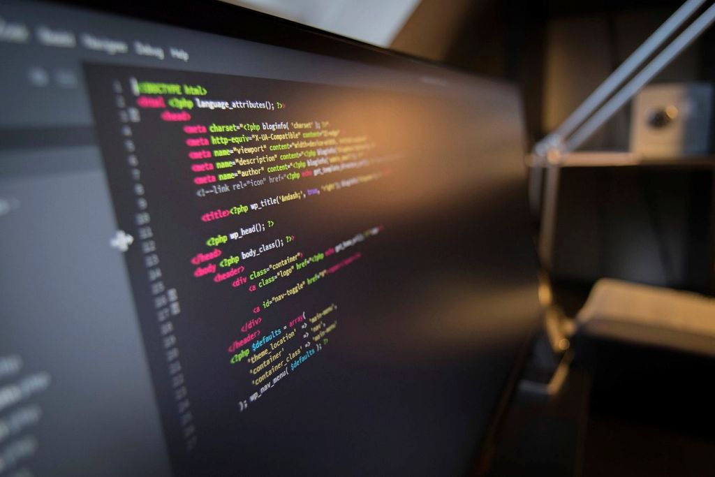 Free code on computer screen