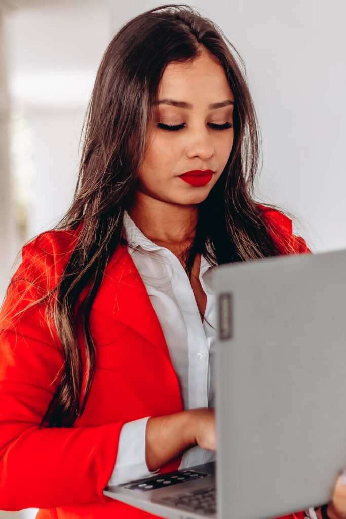 woman working on laptop