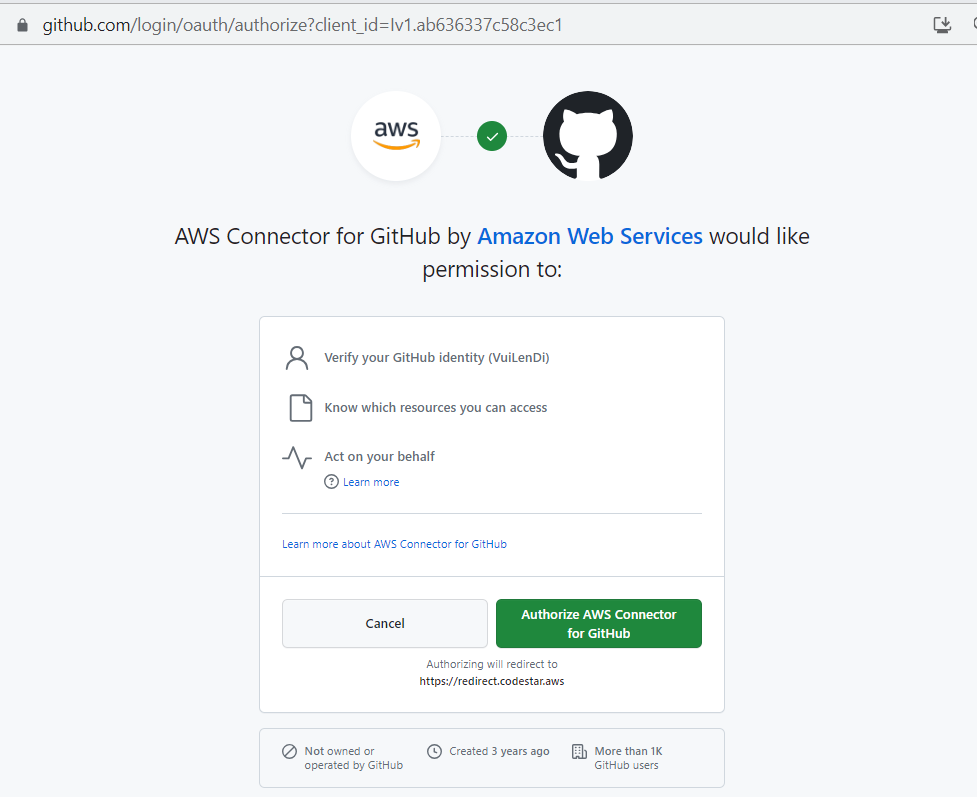 Allow AWS Connect to GitHub