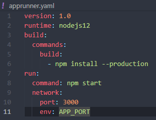 Apprunner Yaml file