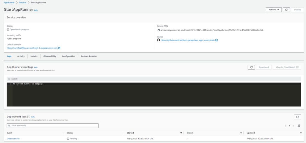 View after creating.