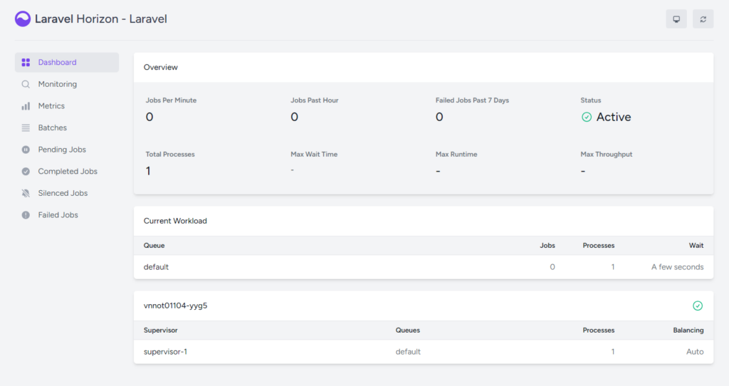 Laravel Horizon Dashboard