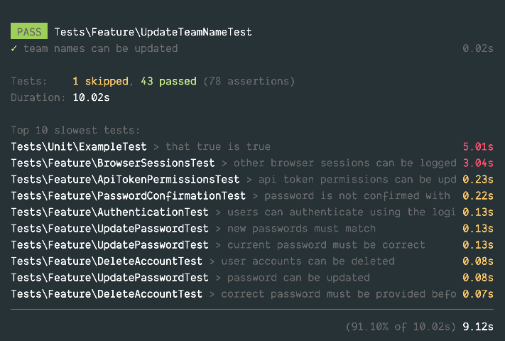 Laravel 10 - Test Profiling