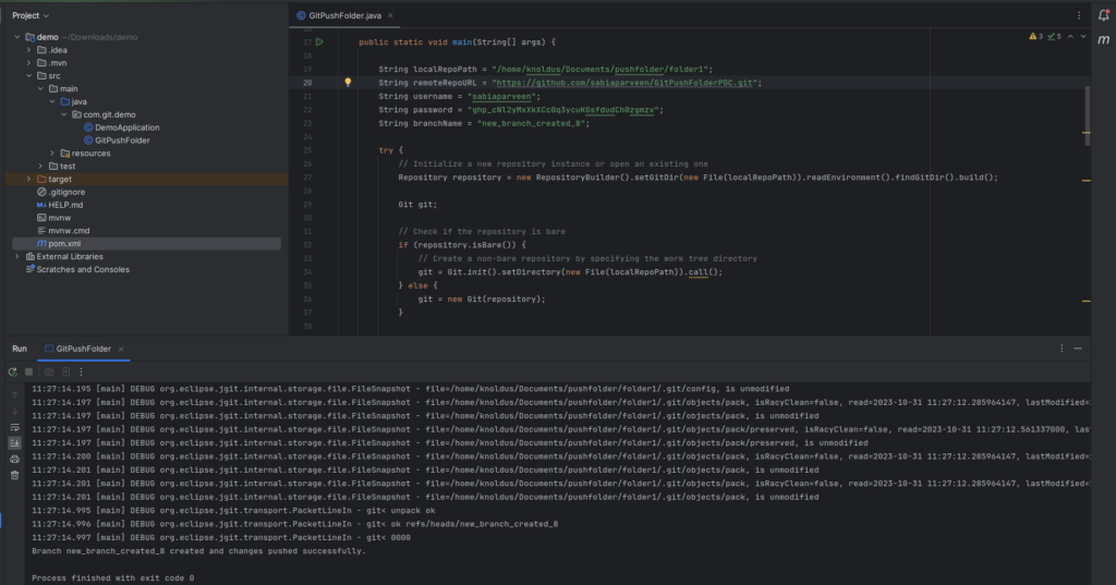 Pushing Code to Git Using Java