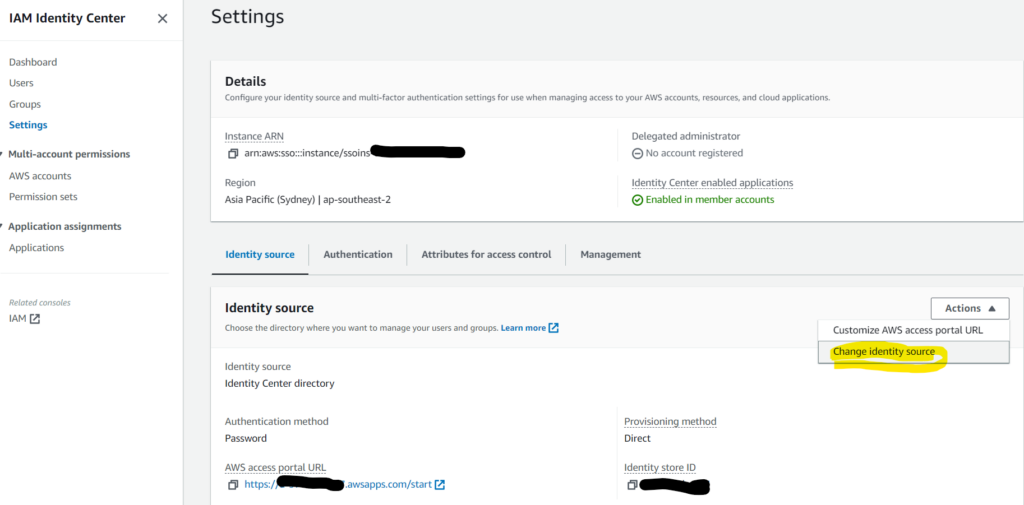 Update Identity source