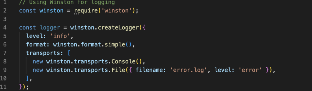Logging done using Winston make it easier to debug in node.js development.