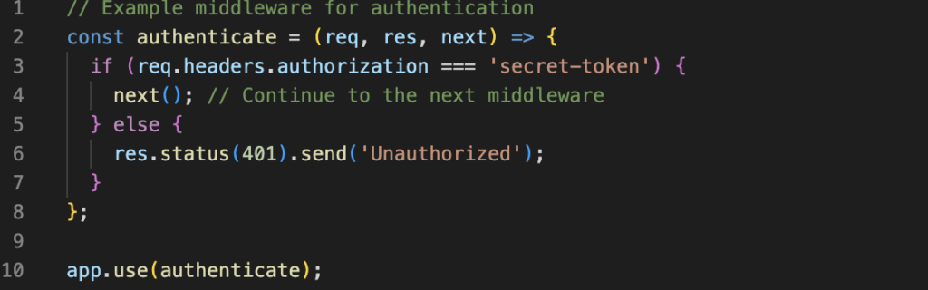 middleware implementation in Node.js makes development easier and gives control over your business logic.