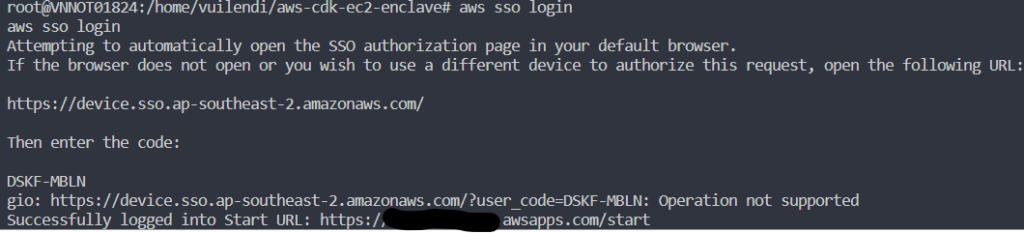 Using AWS CDK build enclave EC2 - AWS SSO Login