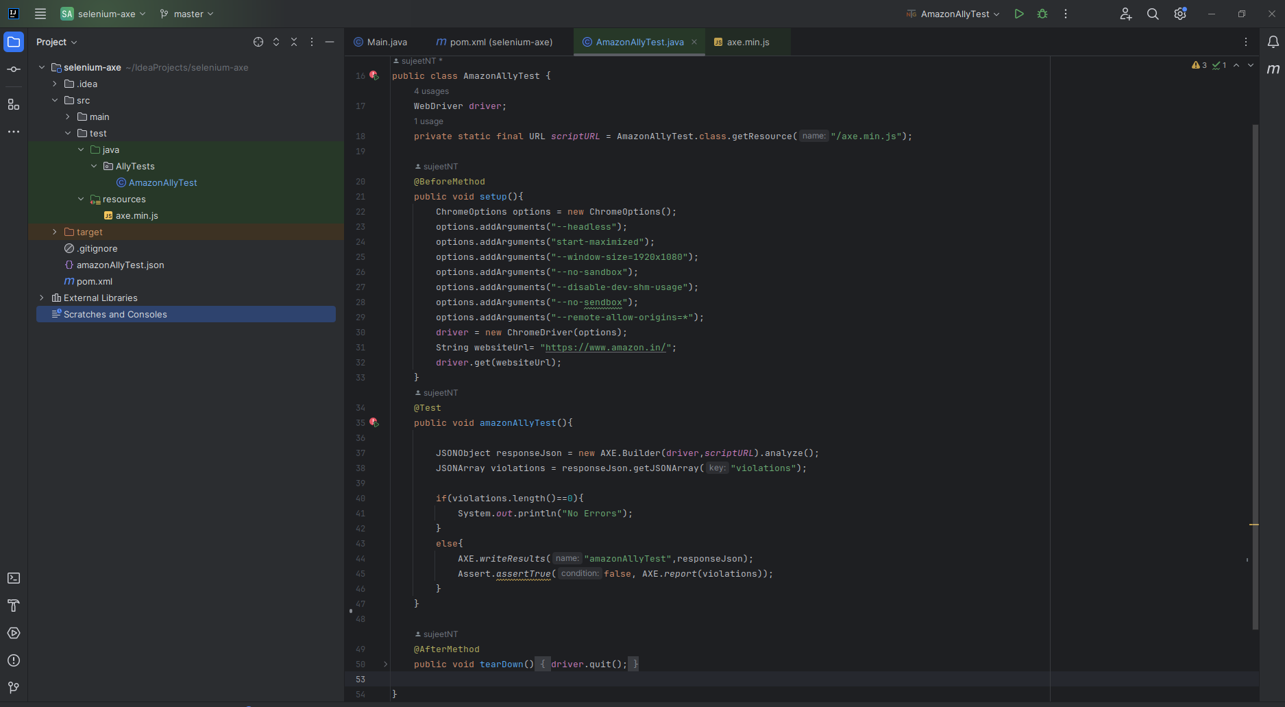 axe selenium integrate with Gitlab