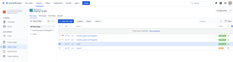 Picture 4: Zephyr Scale from left side menu