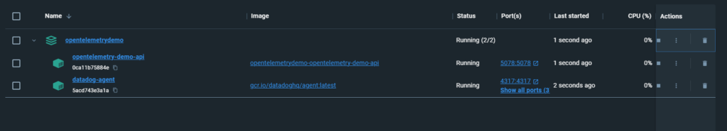 Docker containers running