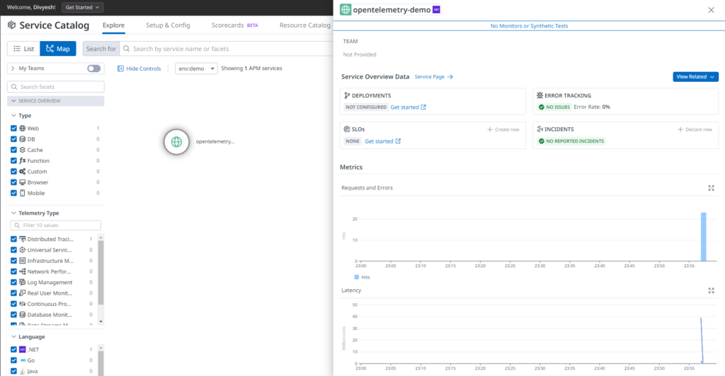 Datadog service catalog
