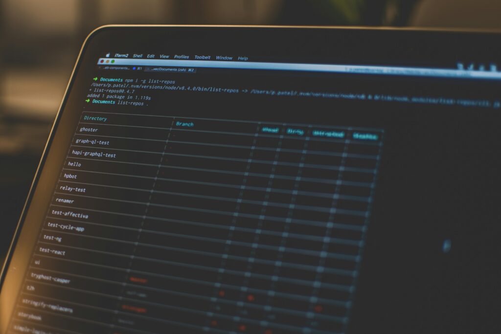 The iterm2 application is showing the list of nodejs package
