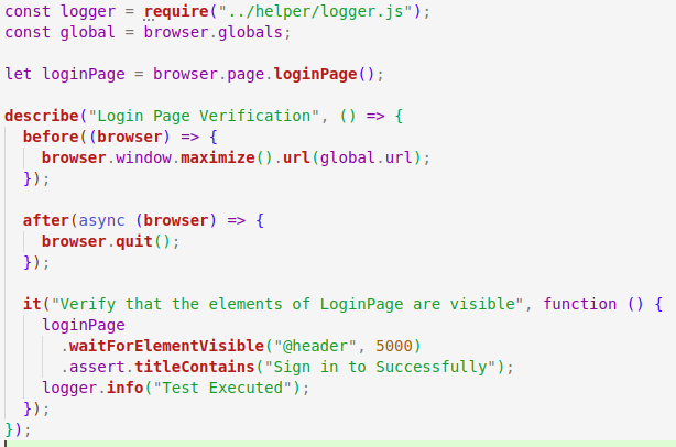 The Test file code for the beginner to take it as a reference.