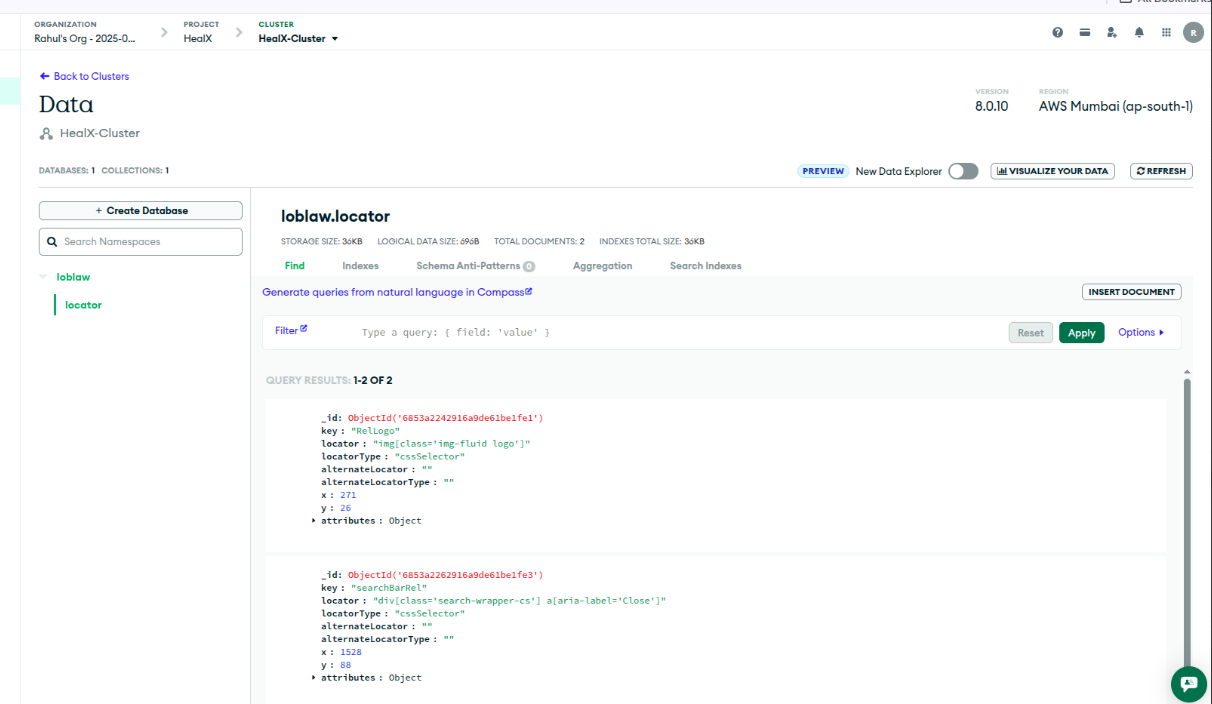 Dashboard to Visualize Self-Healing with MongoDB