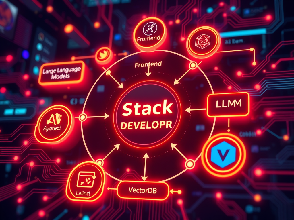 Diagram showing the role of a FullStack Developer for AI projects in building intelligent systems