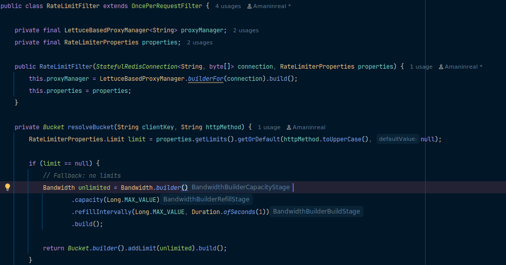 Response filter for setting up the methods or filters aspects.