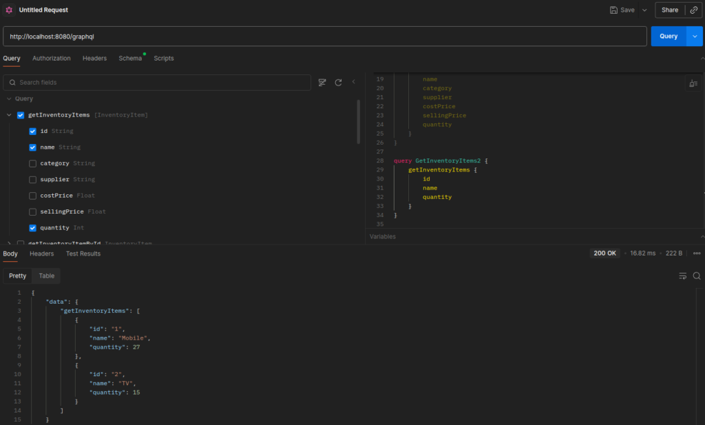Query in GraphQL in Spring Boot