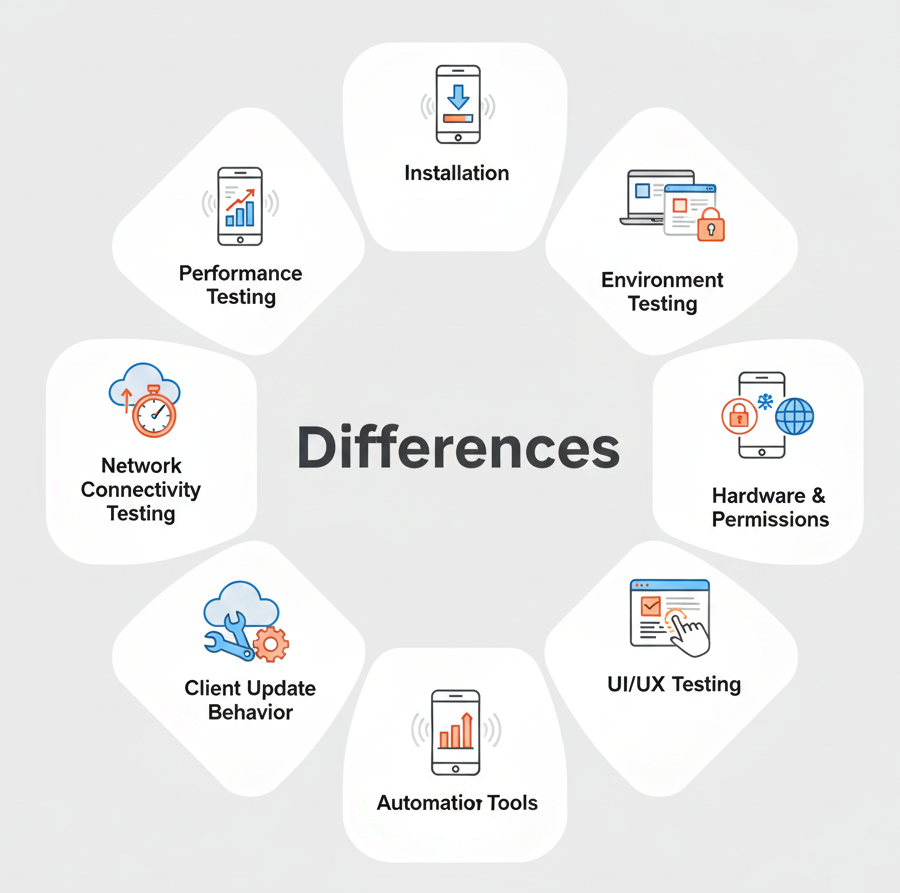 DifferencesInTestingBetweenNativeAppVsWebApp Created by Google Gemini