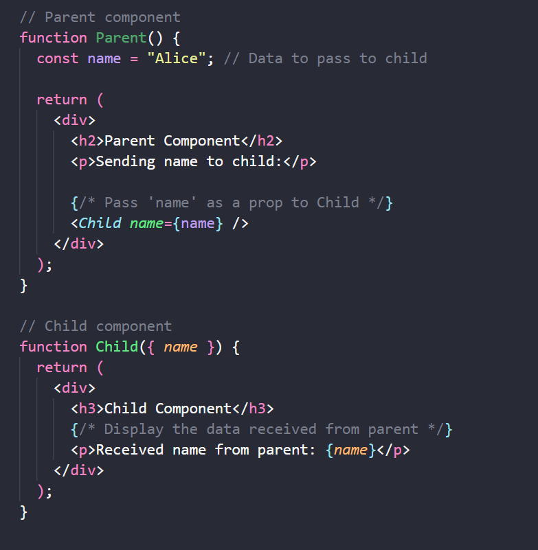 React Key Concepts: Using props to pass data from parent to child