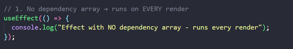 react key components: useEffect Dependency Array example