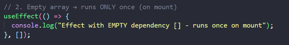 react key components: useEffect Dependency Array example