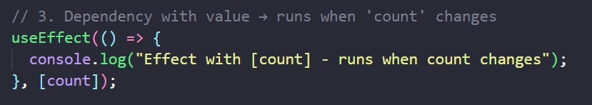 react key components: useEffect Dependency Array example