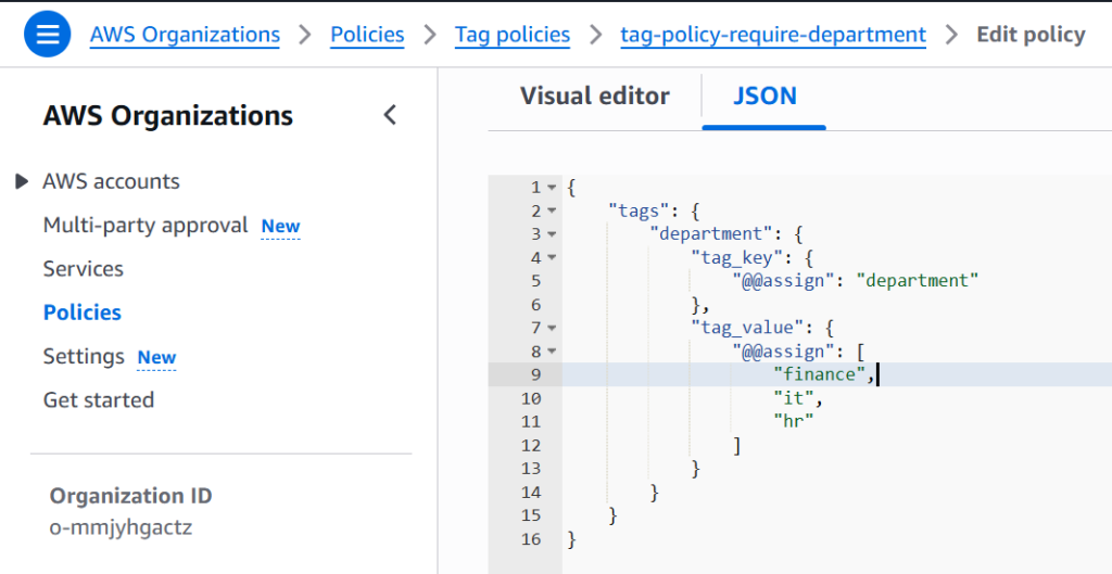 In the cloud tag governance, Tag Standardization with AWS Tag Policies
