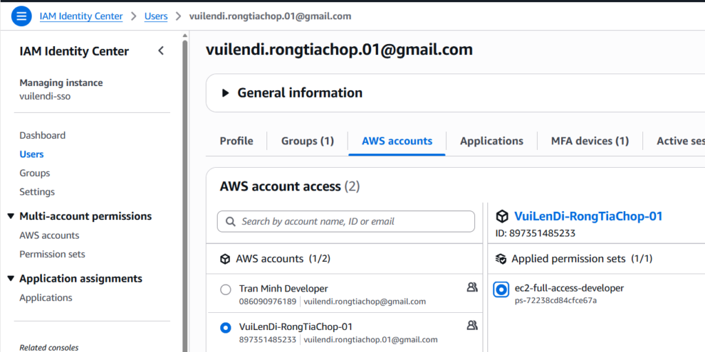 Users belong to one or more Groups and have their own permission sets.