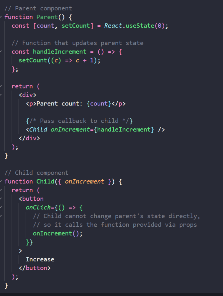 React Key Concepts: Using a callback function to pass data from child to parent