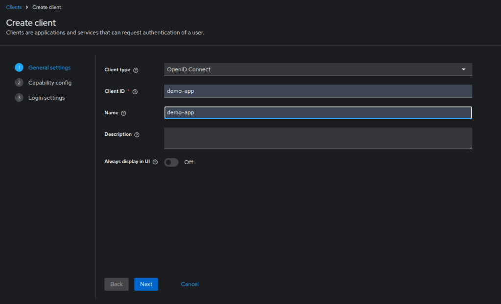 Create client through Keycloak admin console