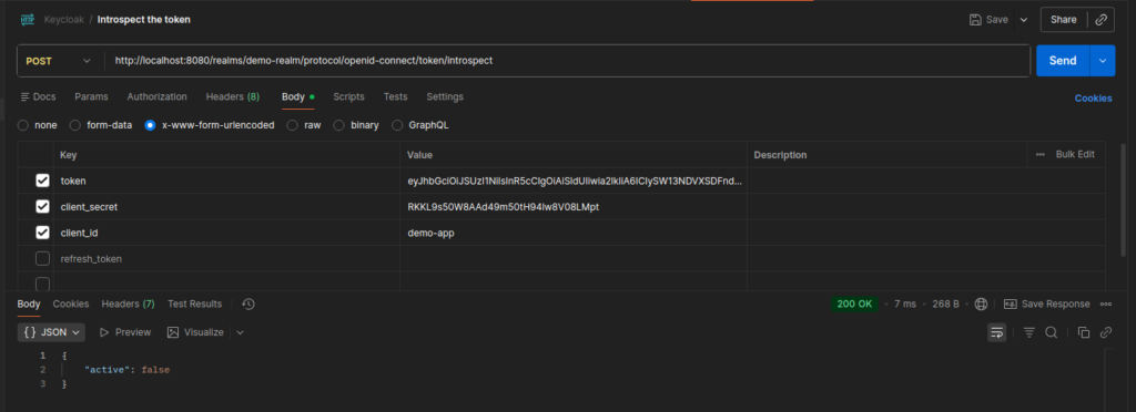 Introspect the Token using Postman