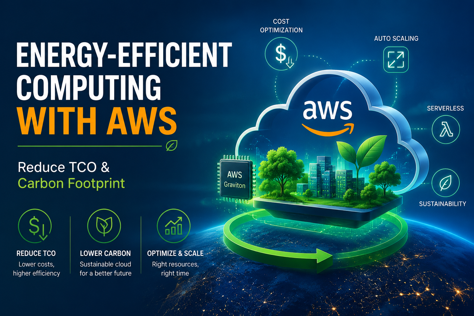 Energy-efficient computing AWS architecture for reducing TCO, optimizing workloads, and lowering cloud carbon footprint