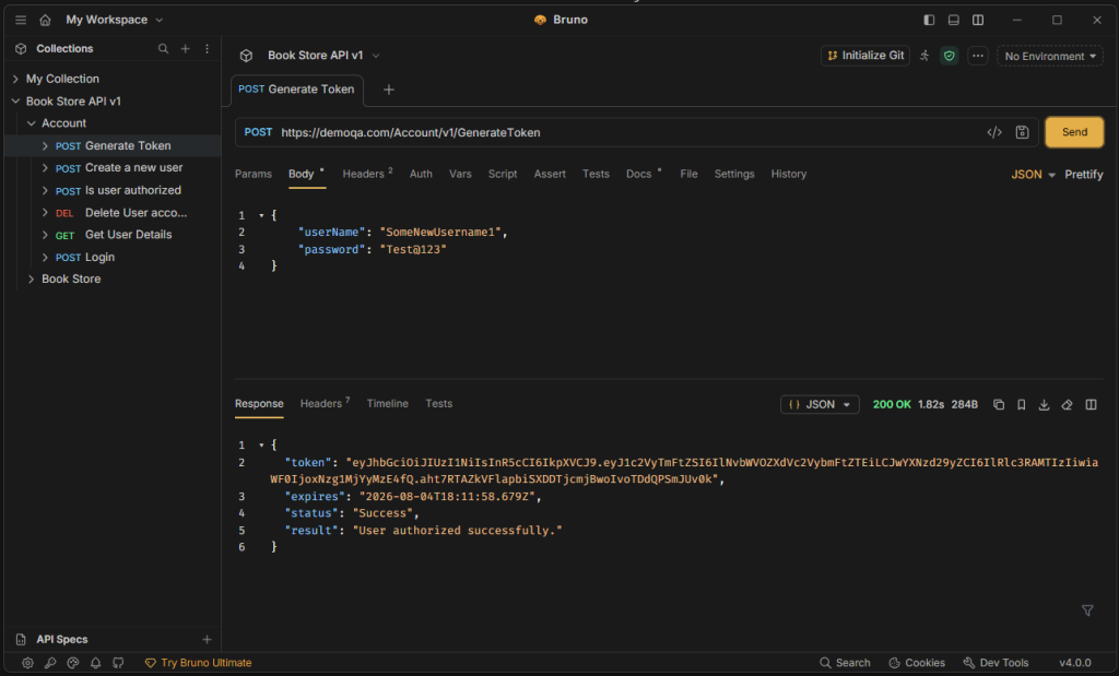 Bruno's UI - similar to Postman